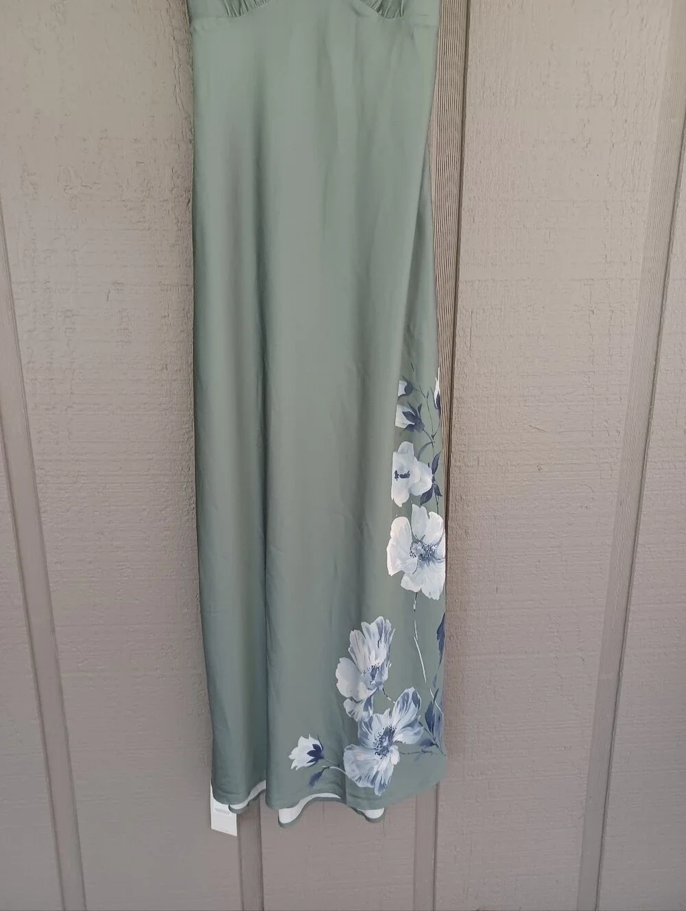 Abercrombie & Fitch Green Plunge Cowl Back Maxi Dress Size S Satin Floral V Neck